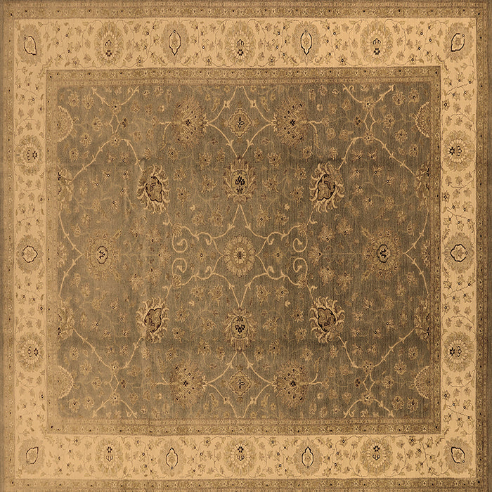 Square Machine Washable Oriental Brown Traditional Rug, wshurb985brn