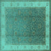 Square Oriental Turquoise Traditional Rug, urb985turq