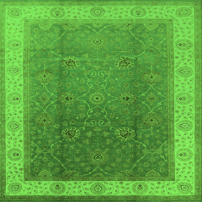 Square Oriental Green Traditional Rug, urb985grn