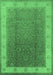 Machine Washable Oriental Emerald Green Traditional Area Rugs, wshurb985emgrn
