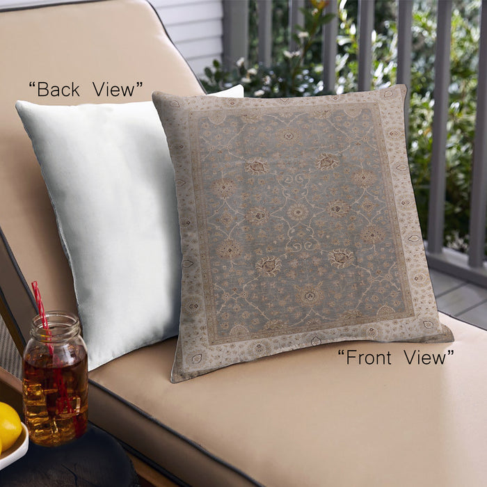 Front View of Mid-Century Modern Urban Square Camel Brown Throw Pillow, 18 inch by 18 inch, pwurb985