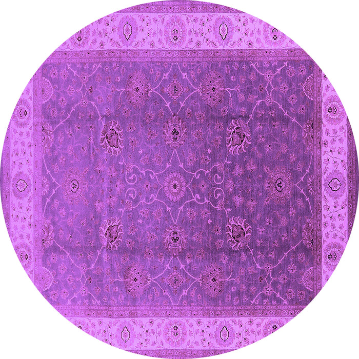 Round Oriental Purple Traditional Rug, urb985pur