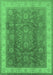 Machine Washable Oriental Emerald Green Traditional Area Rugs, wshurb986emgrn