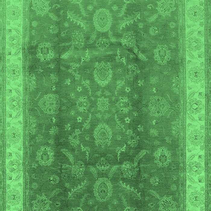 Machine Washable Oriental Emerald Green Traditional Area Rugs, wshurb986emgrn