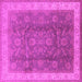 Square Machine Washable Oriental Pink Traditional Rug, wshurb986pnk