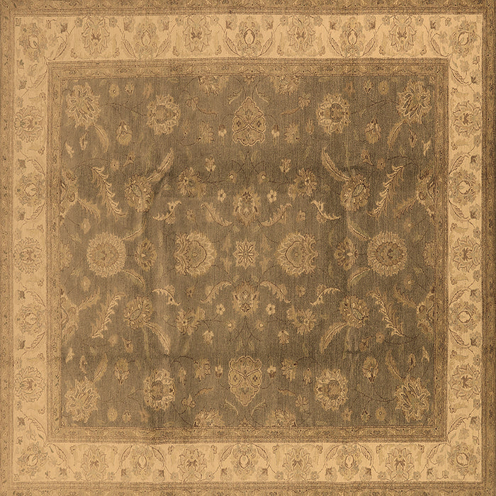 Square Oriental Brown Traditional Rug, urb986brn