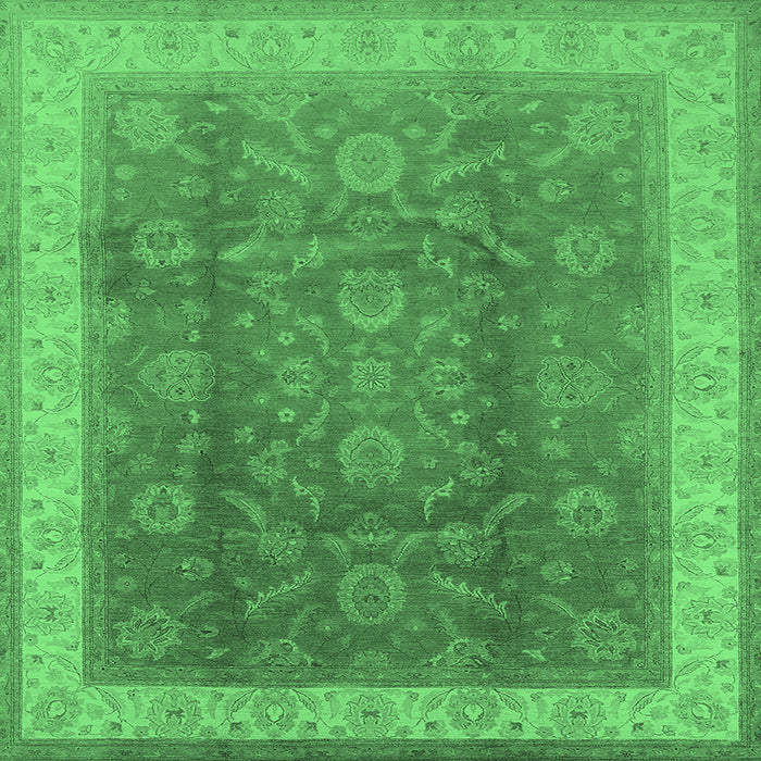 Square Oriental Emerald Green Traditional Rug, urb986emgrn