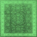 Square Oriental Emerald Green Traditional Rug, urb986emgrn