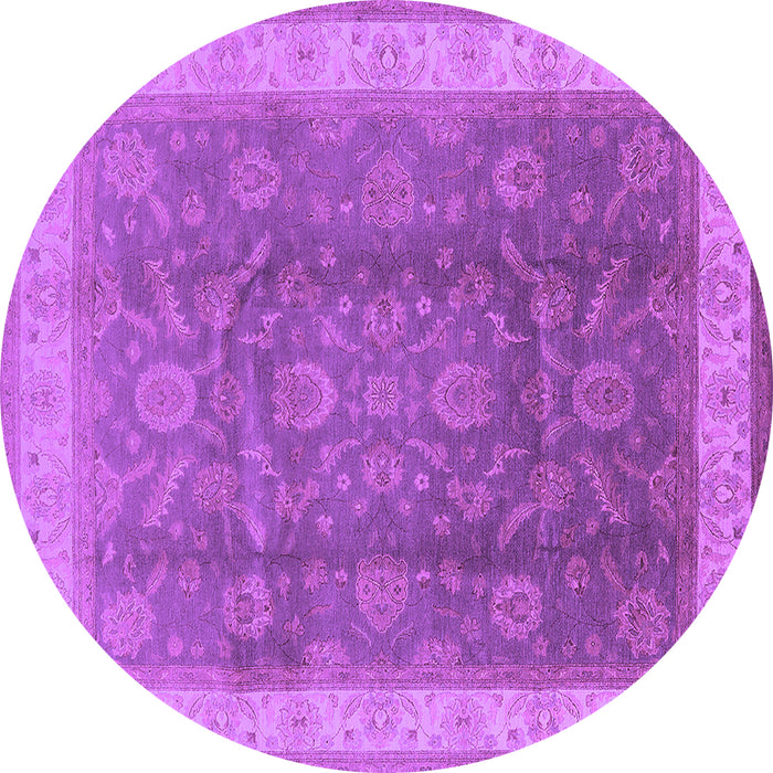 Round Machine Washable Oriental Purple Traditional Area Rugs, wshurb986pur