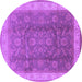 Round Machine Washable Oriental Purple Traditional Area Rugs, wshurb986pur