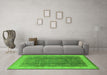 Machine Washable Oriental Green Traditional Area Rugs in a Living Room,, wshurb986grn