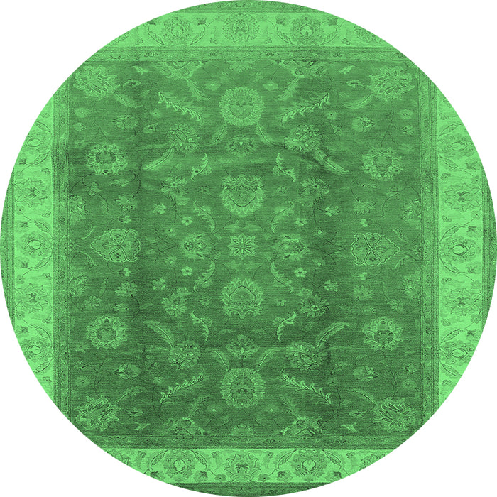 Round Oriental Emerald Green Traditional Rug, urb986emgrn