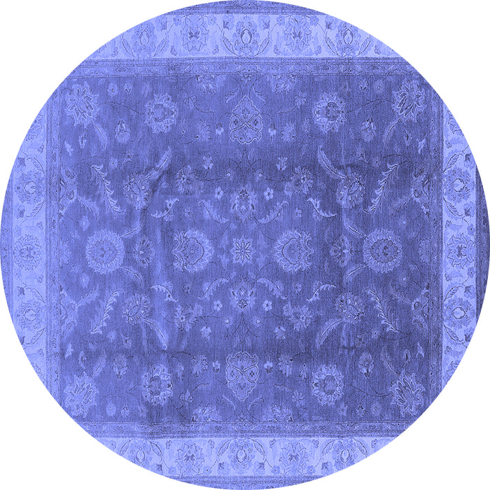 Round Oriental Blue Traditional Rug, urb986blu