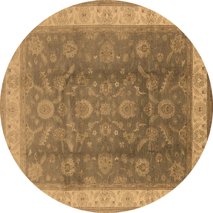 Round Oriental Brown Traditional Rug, urb986brn