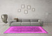 Machine Washable Oriental Pink Traditional Rug in a Living Room, wshurb986pnk