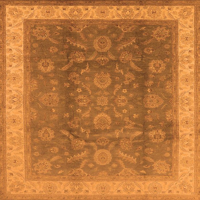 Square Machine Washable Oriental Orange Traditional Area Rugs, wshurb986org