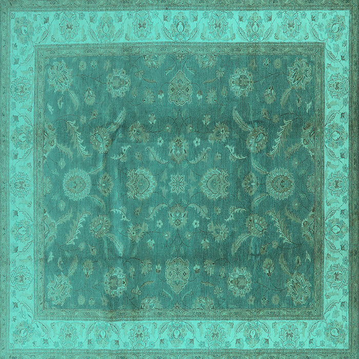 Square Oriental Turquoise Traditional Rug, urb986turq