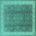 Square Oriental Turquoise Traditional Rug, urb986turq