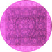 Round Machine Washable Oriental Pink Traditional Rug, wshurb986pnk