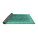 Sideview of Oriental Turquoise Traditional Rug, urb986turq
