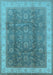 Serging Thickness of Machine Washable Oriental Light Blue Traditional Rug, wshurb986lblu