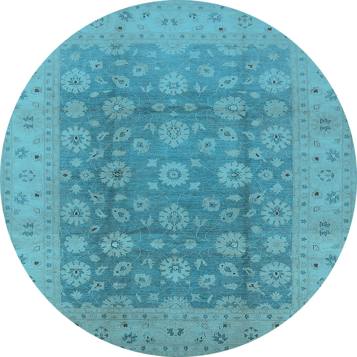 Round Oriental Light Blue Traditional Rug, urb987lblu
