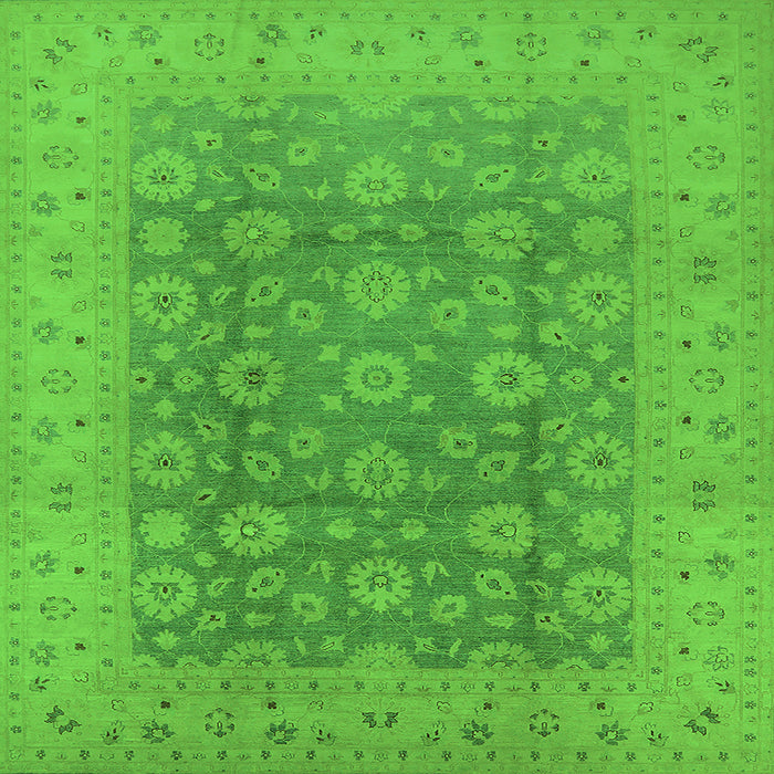 Square Oriental Green Traditional Rug, urb987grn
