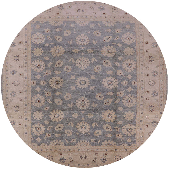 Round Mid-Century Modern Rose Purple Oriental Rug, urb987