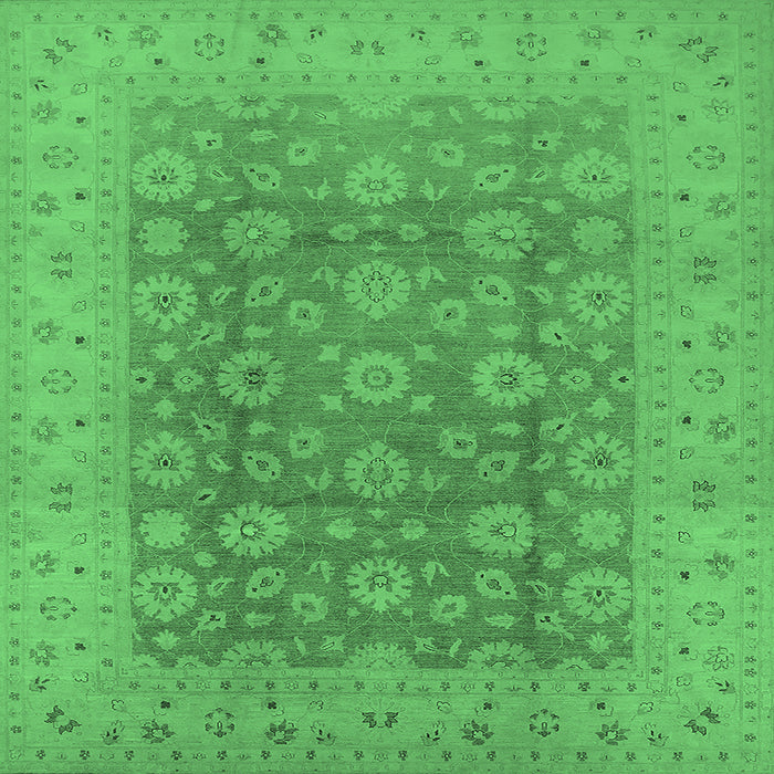 Square Machine Washable Oriental Emerald Green Traditional Area Rugs, wshurb987emgrn