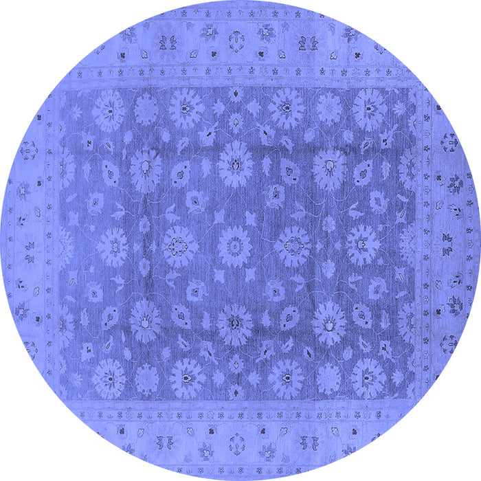 Round Oriental Blue Traditional Rug, urb987blu