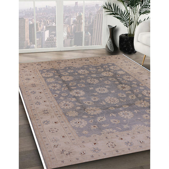 Mid-Century Modern Rose Purple Oriental Rug in Family Room, urb987