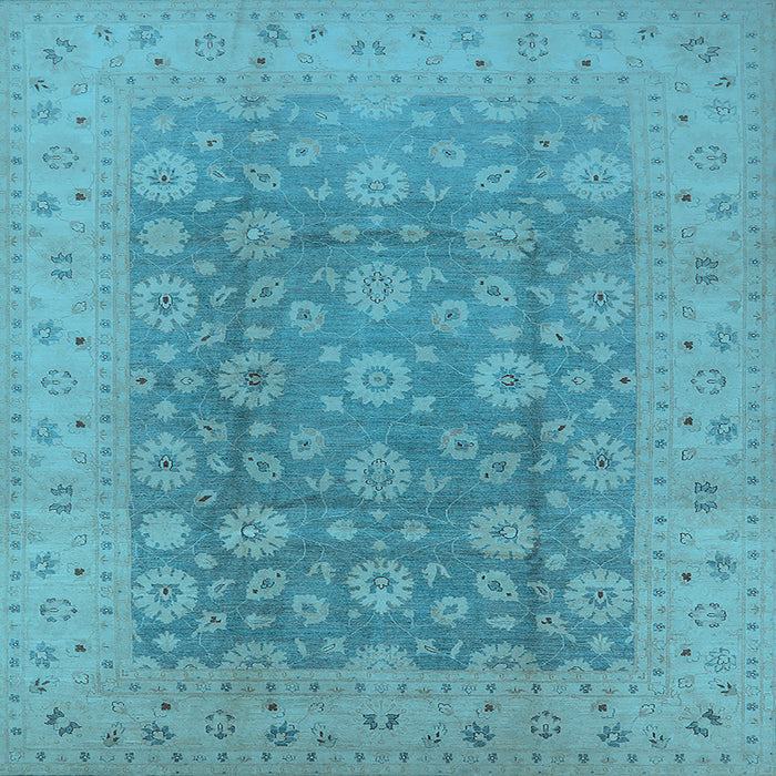 Square Machine Washable Oriental Light Blue Traditional Rug, wshurb987lblu