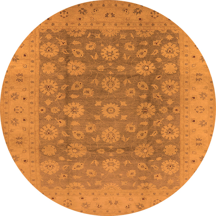 Round Oriental Orange Traditional Rug, urb987org