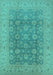 Machine Washable Oriental Turquoise Traditional Area Rugs, wshurb987turq