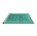 Sideview of Machine Washable Oriental Turquoise Traditional Area Rugs, wshurb987turq