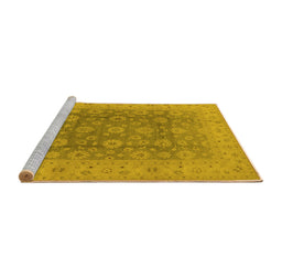 Sideview of Machine Washable Oriental Yellow Traditional Rug, wshurb987yw