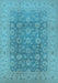 Machine Washable Oriental Light Blue Traditional Rug, wshurb987lblu