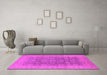 Machine Washable Oriental Pink Traditional Rug in a Living Room, wshurb987pnk