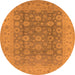 Round Machine Washable Oriental Orange Traditional Area Rugs, wshurb987org