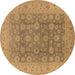 Round Oriental Brown Traditional Rug, urb987brn