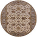 Round Mid-Century Modern Sienna Brown Oriental Rug, urb988
