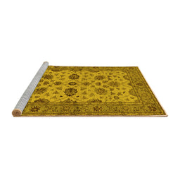 Sideview of Machine Washable Oriental Yellow Traditional Rug, wshurb988yw