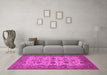 Machine Washable Oriental Pink Traditional Rug in a Living Room, wshurb988pnk