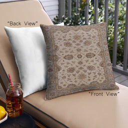 Front View of Mid-Century Modern Urban Square Sienna Brown Throw Pillow, 18 inch by 18 inch, pwurb988