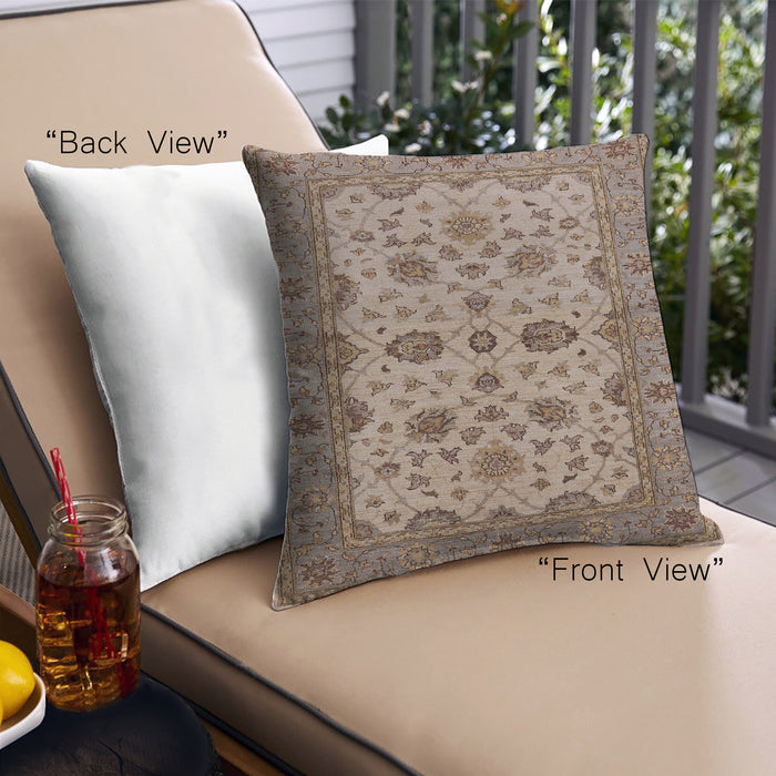 Front View of Mid-Century Modern Urban Square Sienna Brown Throw Pillow, 18 inch by 18 inch, pwurb988