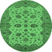 Round Oriental Emerald Green Traditional Rug, urb988emgrn