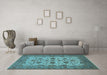 Machine Washable Oriental Light Blue Traditional Rug in a Living Room, wshurb988lblu