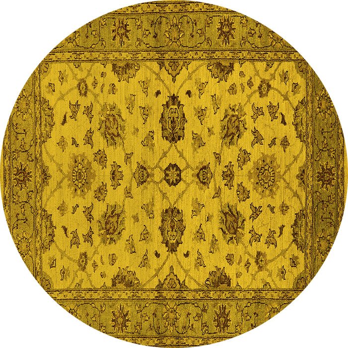 Round Oriental Yellow Traditional Rug, urb988yw