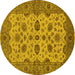 Round Oriental Yellow Traditional Rug, urb988yw