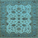 Square Machine Washable Oriental Light Blue Traditional Rug, wshurb988lblu
